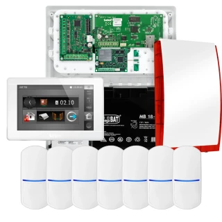SATEL INTEGRA 32 alarmsystem, 7x detektor, sirene, hvit betjeningspanel INT-TSI-W, LTE-kommunikasjon