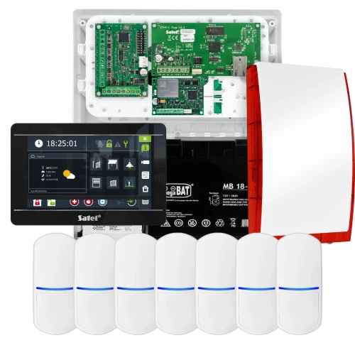 SATEL INTEGRA 32 alarmsystem, 7x detektor, sirene, svart betjeningspanel INT-TSI-B, LTE-kommunikasjon