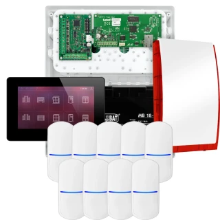 SATEL INTEGRA 32 alarmsystemsett, 9x PET-detektor, sirene, svart betjeningspanel INT-TSH2-B