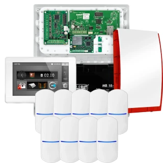 SATEL INTEGRA 32 alarmsystemsett, 9x detektor, sirene, hvit betjeningspanel INT-TSI-W, LTE-kommunikasjon