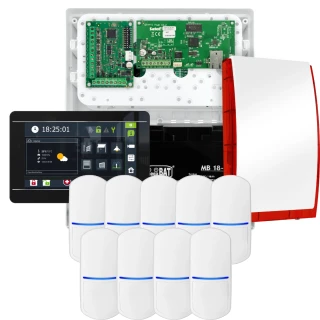 SATEL INTEGRA 32 alarmsystem, 9x detektor, sirene, svart betjeningspanel INT-TSI-B