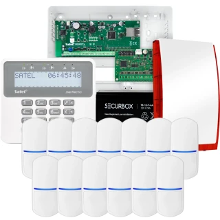SATEL PERFECTA 32 IP alarmsystem, 13x detektor, sirene, betjeningspanel