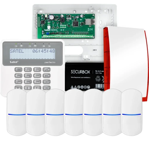 SATEL PERFECTA 32 IP alarmsystem, 7x detektor, sirene, betjeningspanel