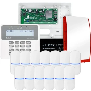 SATEL PERFECTA 32 LTE alarmsystem, 13x PET-detektor, sirene, betjeningspanel