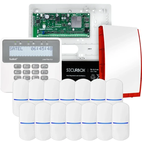 SATEL PERFECTA 32 LTE alarmsystem, 14x detektor, sirene, betjeningspanel