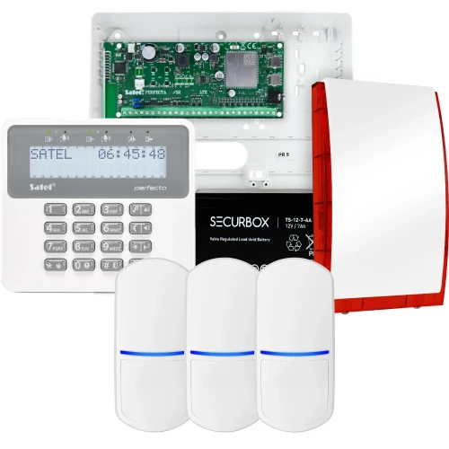 SATEL PERFECTA 32 LTE alarmsystem, 3x PET-sensor, sirene, betjeningspanel