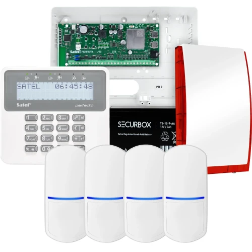 SATEL PERFECTA 32 LTE alarmsystem, 4x detektor, sirene, betjeningspanel