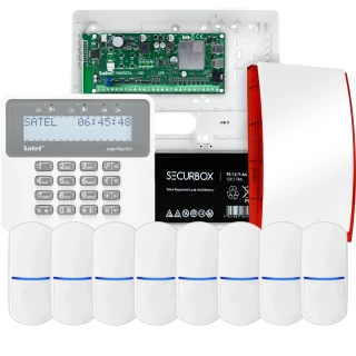 SATEL PERFECTA 32 LTE alarmsystem, 8x PET-detektor, sirene, betjeningspanel
