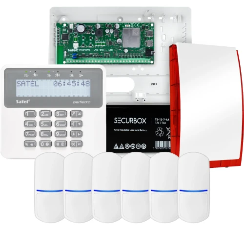 SATEL PERFECTA 32-WRL LTE alarmsystem, 6x PET-detektor, sirene, betjeningspanel