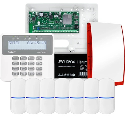 SATEL PERFECTA 32-WRL LTE alarmsystem, 7x PET-detektor, sirene, betjeningspanel