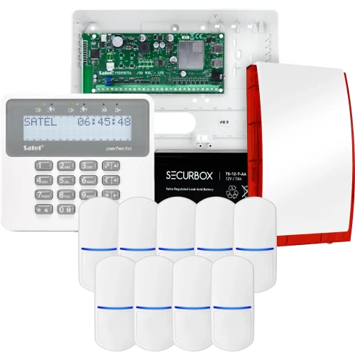 SATEL PERFECTA 32-WRL LTE alarmsystem, 9x detektor, sirene, betjeningspanel