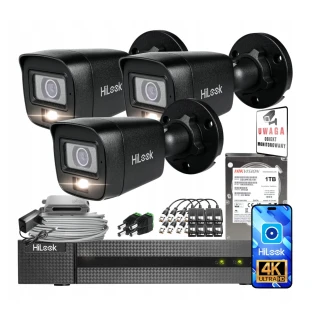 4-i-1 overvåkingssett HiLook by Hikvision 4x TVI-B8M-20DL Svart 8Mpx Smart Hybrid Light 30m