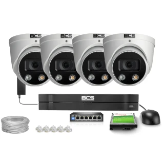 Overvåkingssett 4x BCS-L-EIP16FCR3L3-Ai1, 6Mpx, IR 30m, NightColor, WDR 120dB
