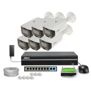 Sett for IP-overvåkning DAHUA WizSense TiOC 6x kamera IPC-HFW3849T1-AS-PV-0280B-S3, Opptaker NVR2108-S3