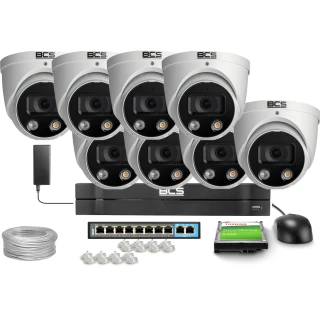 Overvåkingssett 8x BCS-L-EIP16FCR3L3-Ai1, 6Mpx, IR 30m, NightColor, WDR 120dB