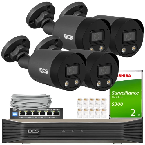 BCS Point overvåkingssett 4x BCS-P-TIP28FWR3L2-Ai2-G NightColor, ADC, intelligente funksjoner