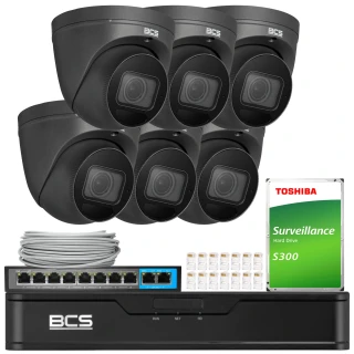 BCS Point overvåkingssett 6x BCS-P-EIP54VSR4-Ai2-G 4Mpx, SkyLight, IR 40m, mikrofon