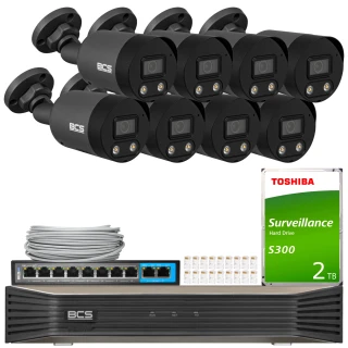 BCS Point overvåkingssett 8x BCS-P-TIP28FWR3L2-Ai2-G NightColor, ADC, intelligente funksjoner