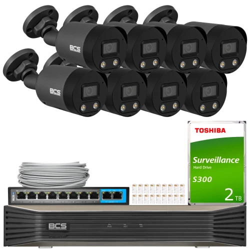 BCS Point overvåkingssett 8x BCS-P-TIP28FWR3L2-Ai2-G NightColor, ADC, intelligente funksjoner