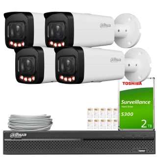 Dahua overvåkingssett 4x IPC-HFW2649T-ZAS-IL-27135, Smart Dual Light, SMD+, Fullfarge, WDR, AI-funksjoner