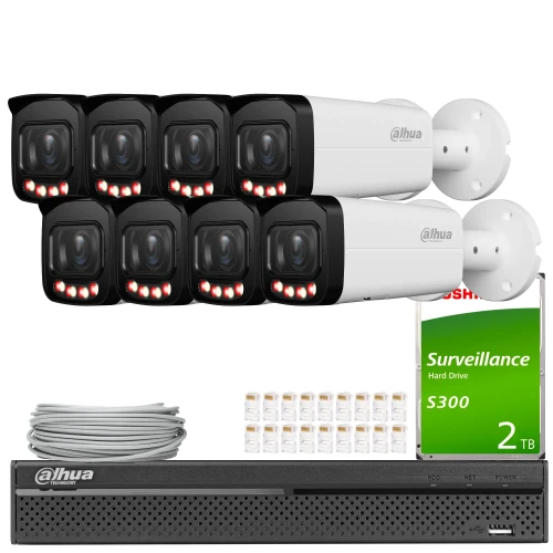 Dahua overvåkingssett 8x IPC-HFW2649T-ZAS-IL-27135, Smart Dual Light, SMD+, Fullfarge, WDR, AI-funksjoner