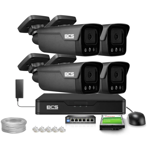 Zestaw do monitoringu IP 4x BCS-P-TIP28FSR4L4-AI2-G(2) 8Mpx, ADC, WhiteLight, WDR130dB, NightColor