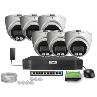 IP-overvåkingssett 6x BCS-L-EIP18FCR3L3-AI1 8Mpx, NightColor, WDR 120dB, IR 30m