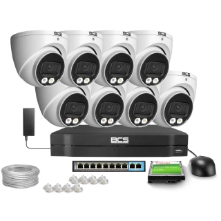 IP-overvåkingssett 8x BCS-L-EIP14FSR3L3, 4Mpx, SkyLight, IR 30m, WDR 120dB
