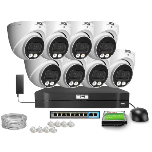 IP-overvåkingssett 8x BCS-L-EIP14FSR3L3, 4Mpx, SkyLight, IR 30m, WDR 120dB