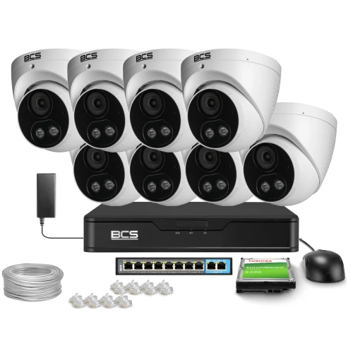 IP-overvåkingssett 8x BCS-P-EIP28FSR3L2-AI2 8Mpx, WDR 120dB, Menneske- og kjøretøydeteksjon, IR30m