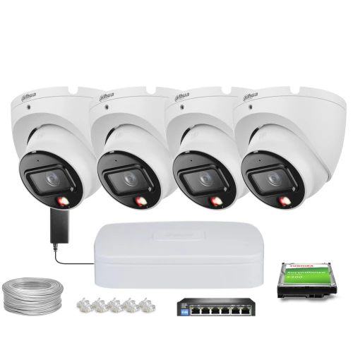 Zestaw do monitoringu IP Dahua 4x IPC-HDW1839T-A-IL-0280B-S6 Smart Dual Light 8 Mpx 2.8mm Dahua