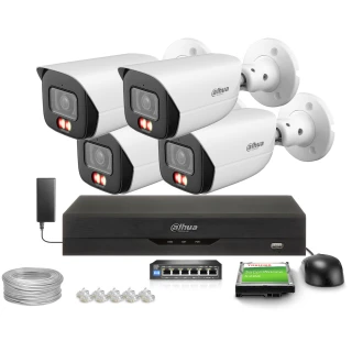 Zestaw do monitoringu IP Dahua 4x IPC-HFW3649E-AS-IL-0280B 6Mpx, Smart Dual Light 30m Full-Color + AcuPick 