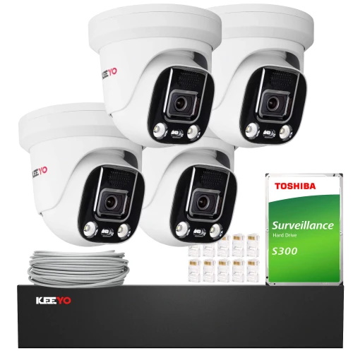 IP-overvåkingssett KEEYO 4x LV-V-IP5M25DF-ADC 5Mpx, aktiv avskrekking, dobbel belysning