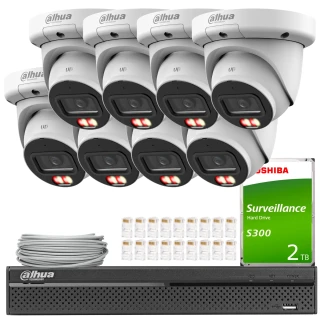 Dahua IP-sett 8x IPC-HDW3649QM-S-IL-0280B, AI, Smart Dual Light, Farge Full, AcuPick, SMD 4,0