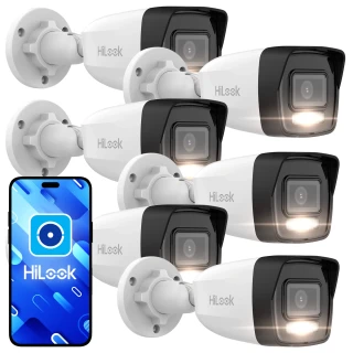 HiLook by Hikvision IP rørkamera sett 6x IPCAM-B6-30DL 6Mpx Smart Hybrid-Light 30m