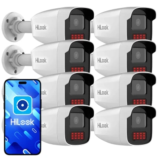 HiLook by Hikvision IP rørkamera sett 8x PCAM-B4-50IR, IR 50m, 4Mpx