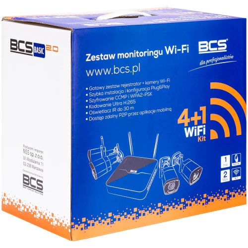 Wi-Fi-overvåkingssett BCS-B-KITW(2.0) Full HD IR 30m, lyd
